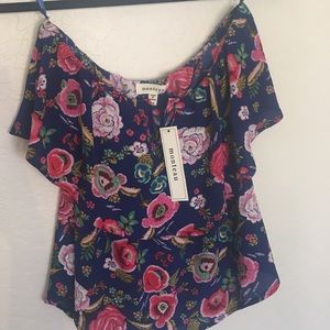Strapless Floral Shirt. Size Medium.